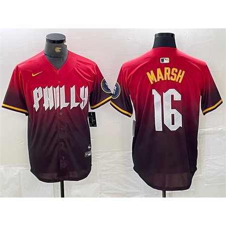 Men's Philadelphia Phillies #16 Brandon Marsh Red 2024 City Connect Limited Stitched Jersey